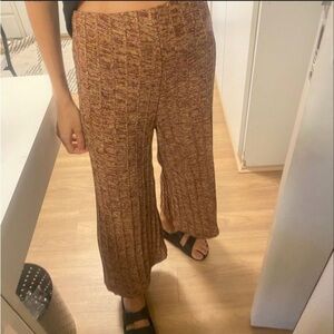 Zara Brown Wide Leg Pants with High-Waisted Design